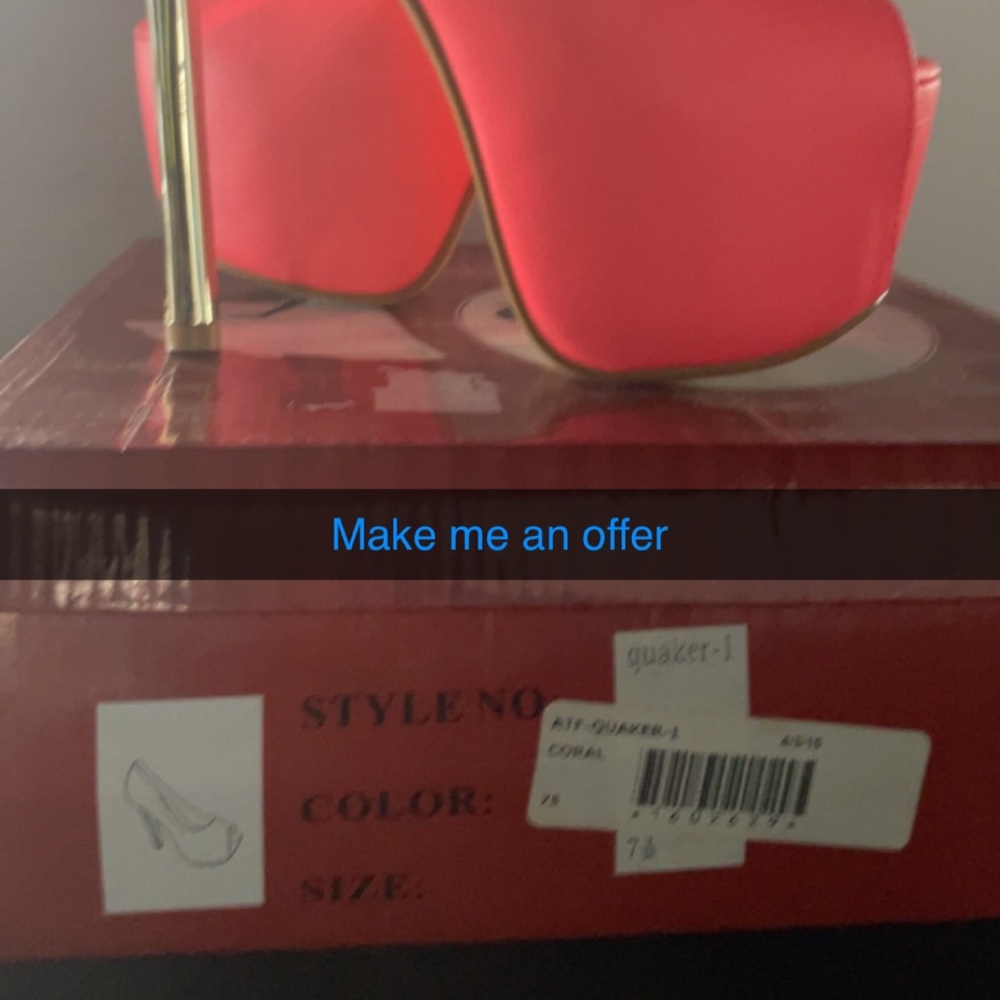 Coral and gold heel stiletto